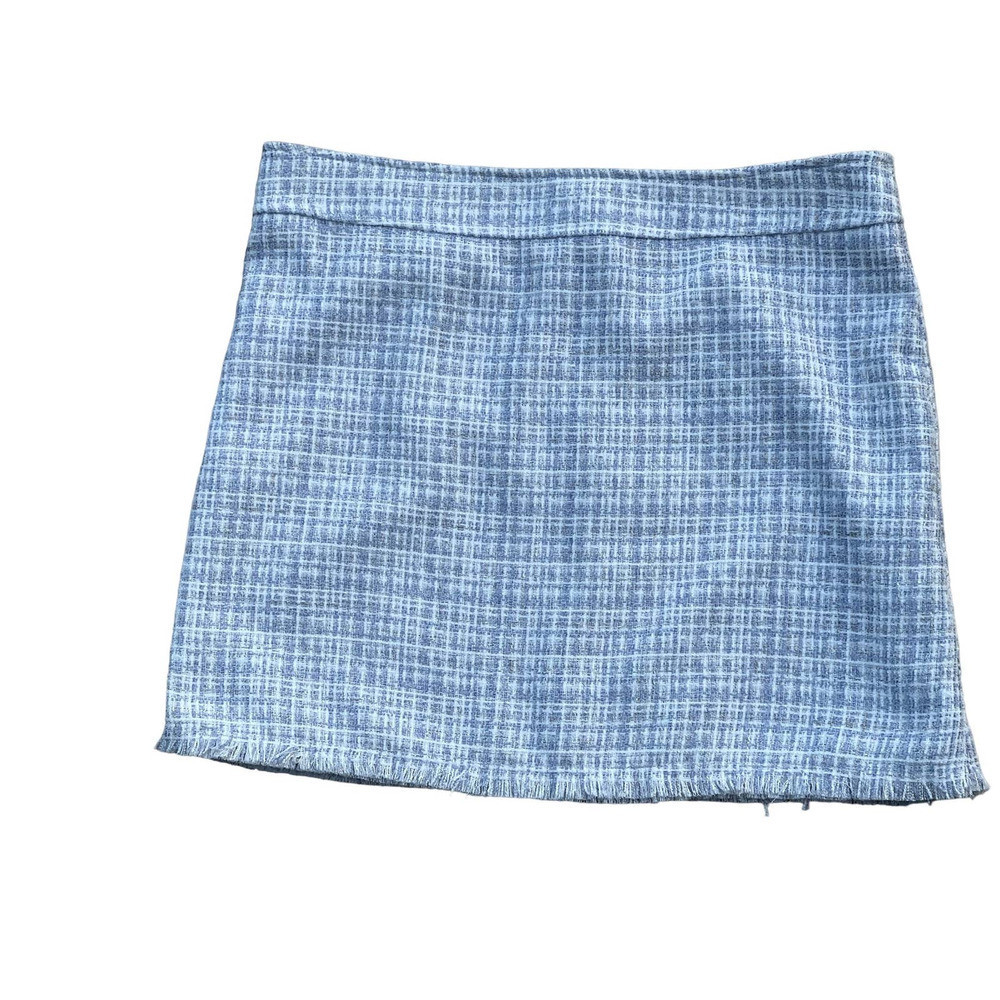 Madison‎ d' Amelie Women's Pencil Mini Skirt SIze 8 Tweed Fringed Hem Pastel